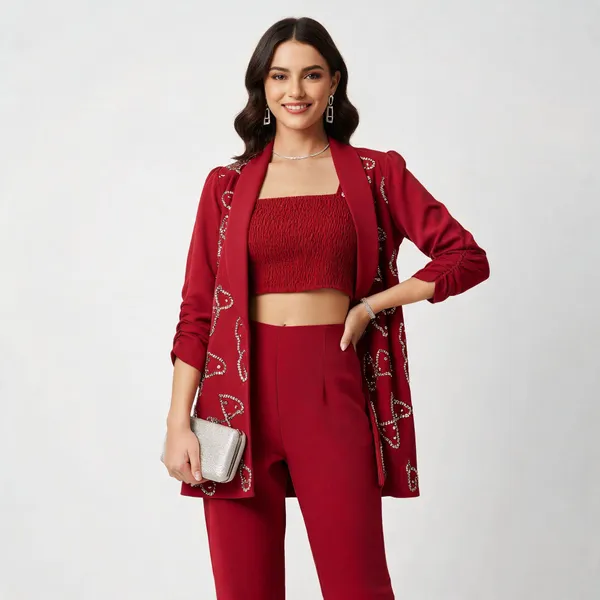 Burgundy_Red_Crepe_Embellished_Blazer_Coat_Set_For_Women