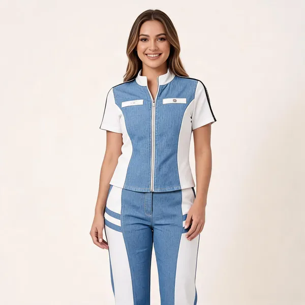 White_&_Blue_Denim_Sporty_Cord_Set_For_Women