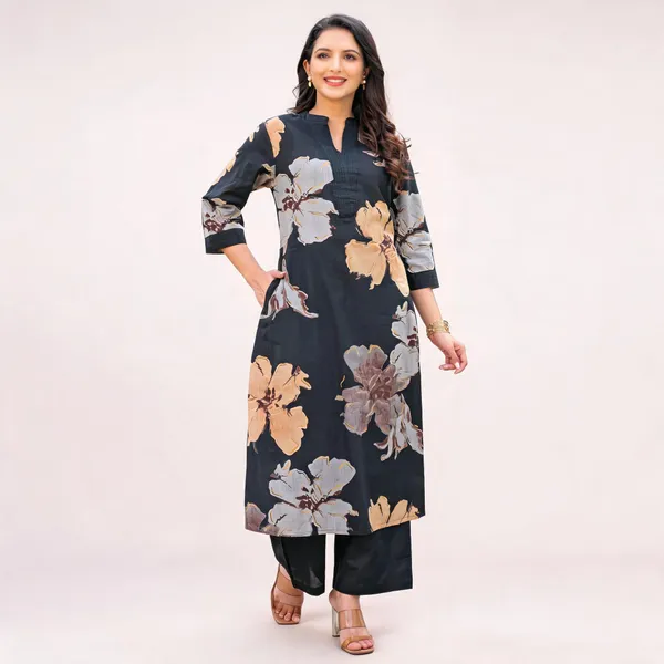 Black_Cotton_Straight_Abstract_Floral_Wide-Leg_Co-Ord_Set_For_Women