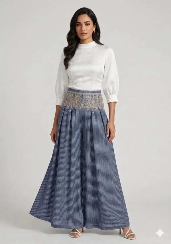 Multicolor_Linen_Wide-Leg_High-Rise_Trousers_For_Women
