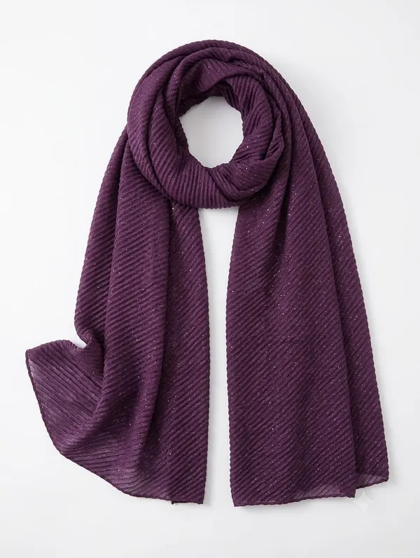Plum_Cotton_Crinkle_Chevron_Stole_For_Women