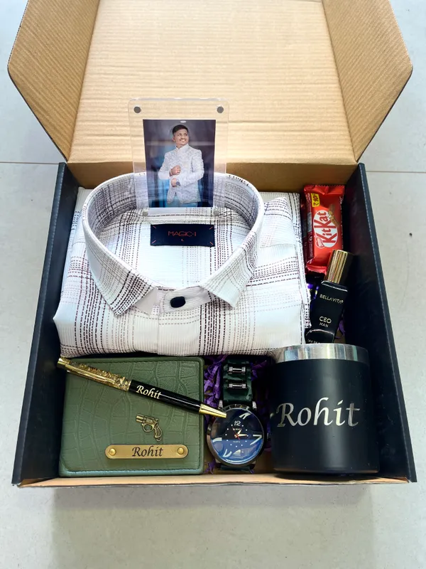 Multicolor_Mix_Material_Personalized_Shirt_Wallet_Watch_Gift_Hamper_For_Men