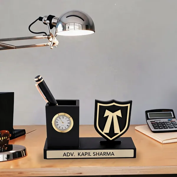 Wood_Matte_Black_Gold_Accent_Desk_Organizer_With_Clock_Pack_Of_9