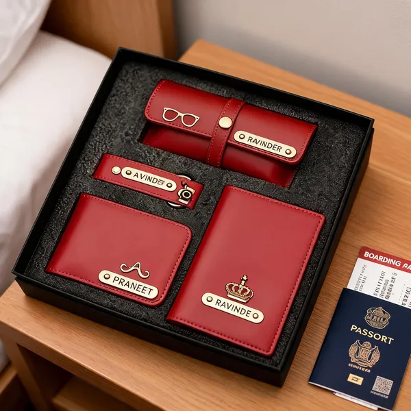 Red_Pu_Leather_Personalized_Wallet_Passport_Cover_Glasses_Case_Gift_Set_Pack_Of_4