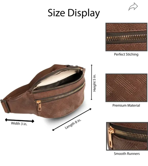 Brown_Pu_Leather_Textured_Waist_Bag_For_Men
