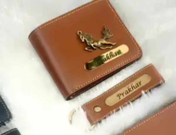 Tan_Pu_Leather_Personalized_Wallet_And_Keychain_Combo_For_Men
