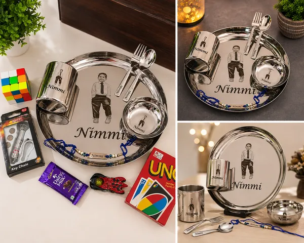 Customized_steel_plate_set!_rakhi_Hamper_for_chota_bhai