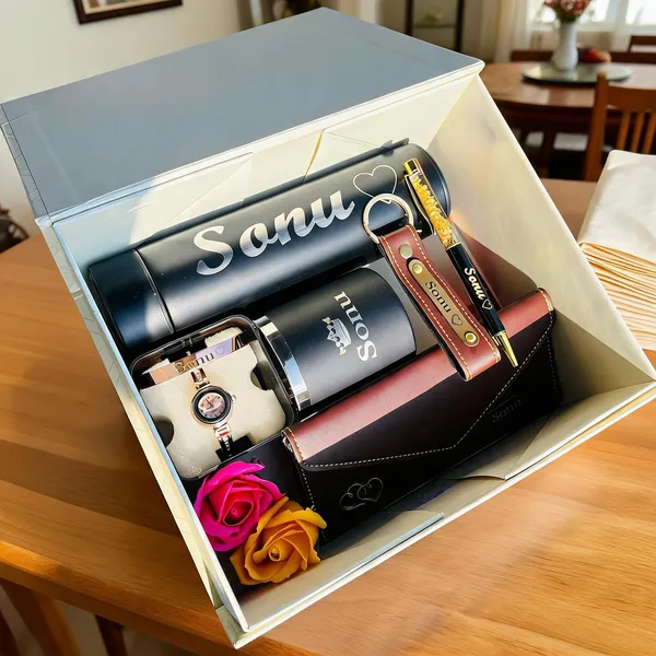 Multicolor_Mix-Material_Personalized_Bottle_Mug_Watch_Wallet_Kada_Gift_Hamper