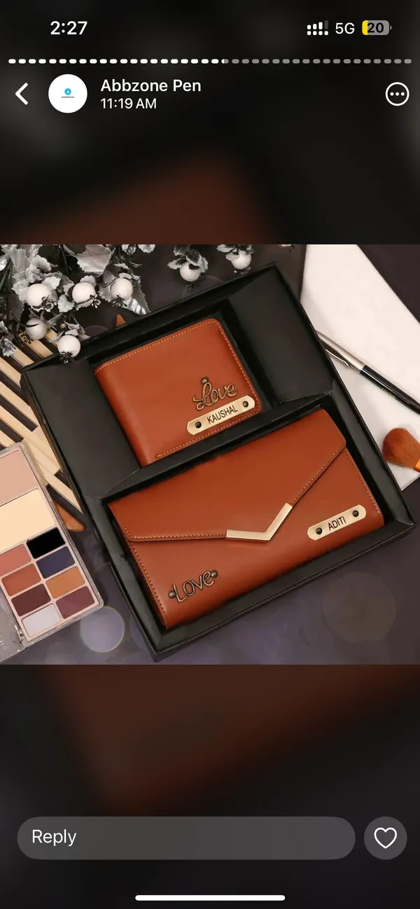 Tan_Pu_Leather_Personalized_Couple_Bifold_Wallet_Set_For_Couples_Set_Of_2