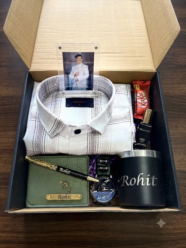 Multicolor_Mix_Material_Personalized_Shirt_Wallet_Watch_Gift_Hamper_For_Men