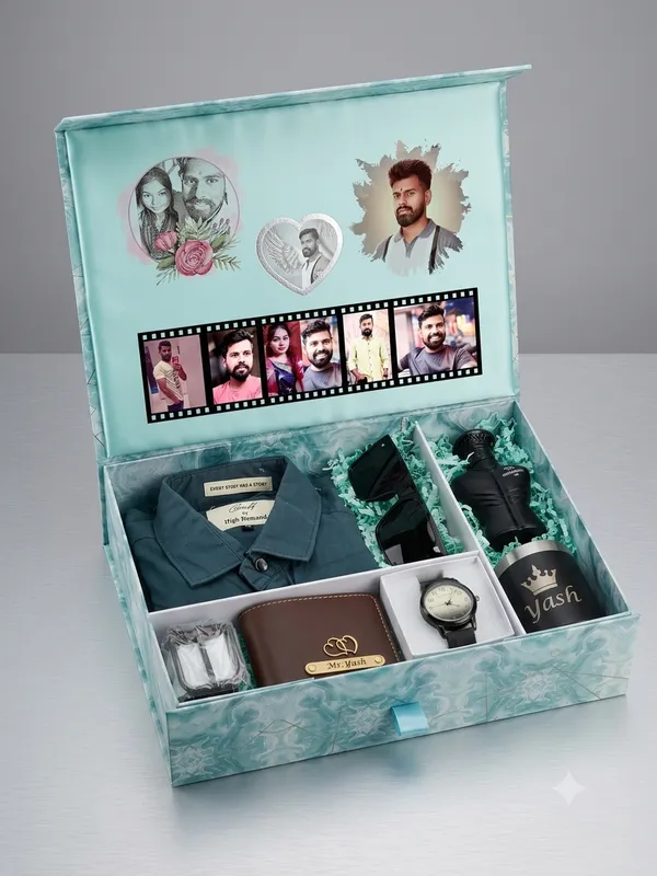 Multicolor_Mix-Material_Personalized_Shirt_Watch_Belt_Wallet_Mug_Gift_Hamper