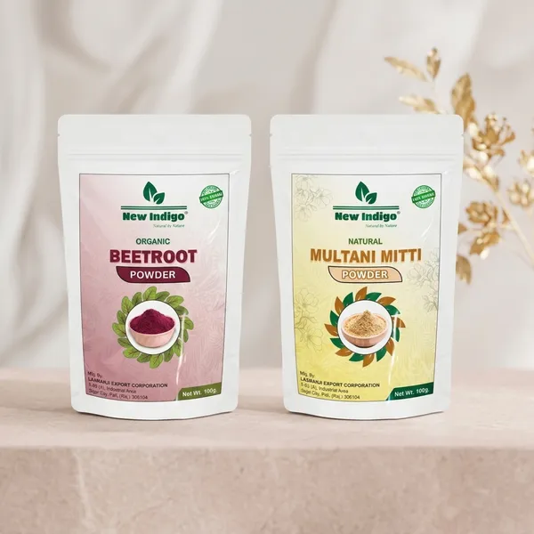 New_Indigo_Multani_Mitti_Fullers_Earth_Face_Pack_Powder_And_Beetroot_Root_Herbal_Powder_|_Pack_Of_2
