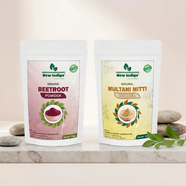 New_Indigo_Multani_Mitti_Fullers_Earth_Face_Pack_Powder_And_Beetroot_Root_Herbal_Powder_|_Pack_Of_2