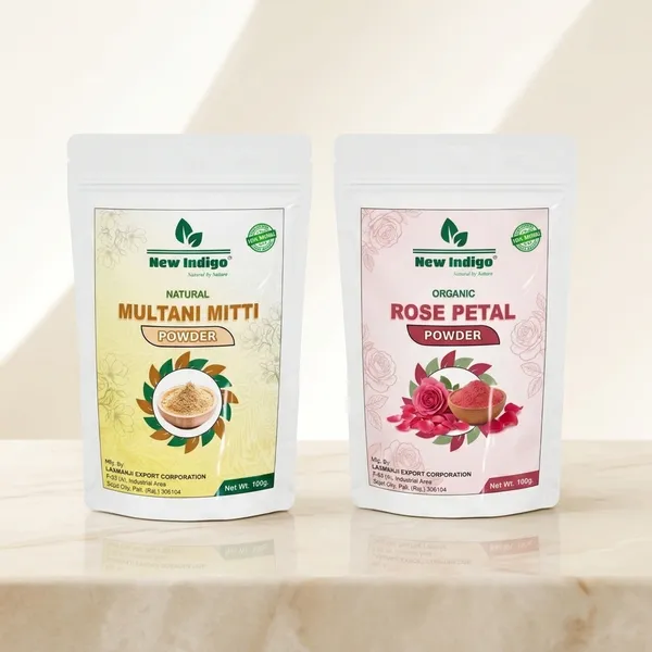 New_Indigo_Rose_Petal_Face_Pack_Powder_And_Multani_Mitti_Fullers_Earth_Face_Pack_Powder_|_Pack_Of_2
