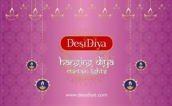 Desidiya®_Warm_White_Diya/Diwali_Light_Curtain,String_Lights_with_Pack_of_12_Hanging_Diyas,_8_Flashing_Modes,_Decoration