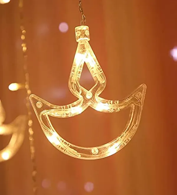 Desidiya®_Warm_White_Diya/Diwali_Light_Curtain,String_Lights_with_Pack_of_12_Hanging_Diyas,_8_Flashing_Modes,_Decoration