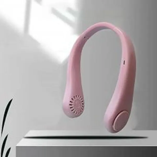 Pink_Bladeless_Usb_Rechargeable_Wearable_Neck_Fan