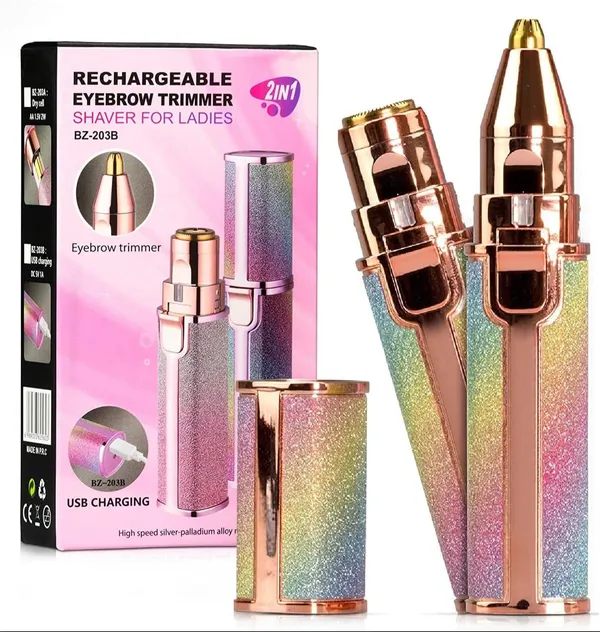 VTHIN_BLAWLESS_Rechargeable_2_in_1_Eyebrow_Trimmer_and_Facial_Hair_remover_Trimmer_Shaver_For_Ladies_Trimmer_70_min_Runtime_1_Length_Settings_Cordless_Epilator_(Pink)