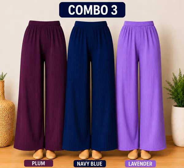 Multicolor_Ribbed_Wide_Leg_Palazzo_Pants_For_Women_Pack_Of_3