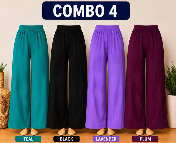 Multicolor_Ribbed_Knit_Wide_Leg_Palazzo_Pants_For_Women_Pack_Of_4