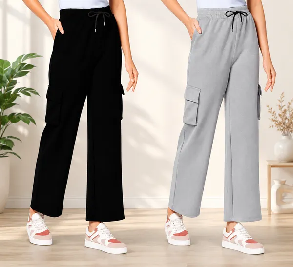 Black_Steel_Grey_High_Waist_Wide_Leg_Cargo_Pants_For_Women_Pack_Of_2