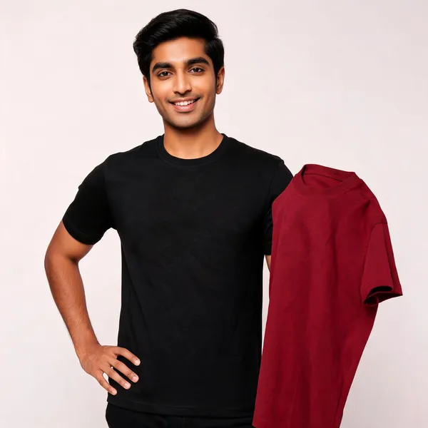 Black_And_Maroon_Round_Neck_T_Shirt_Duo