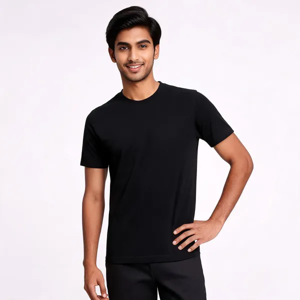 Black_Cotton_Round_Neck_Half_Sleeve_T_Shirt_for_Men