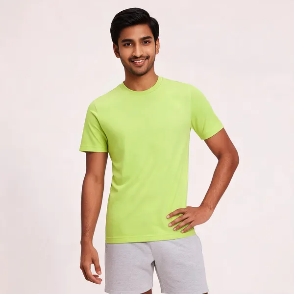 Neon_Green_Round_Neck_Short_Sleeve_T_Shirt_for_Men