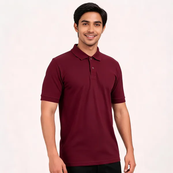 Maroon_Cotton_Polo_Neck_Half_Sleeve_T_Shirt_for_Men