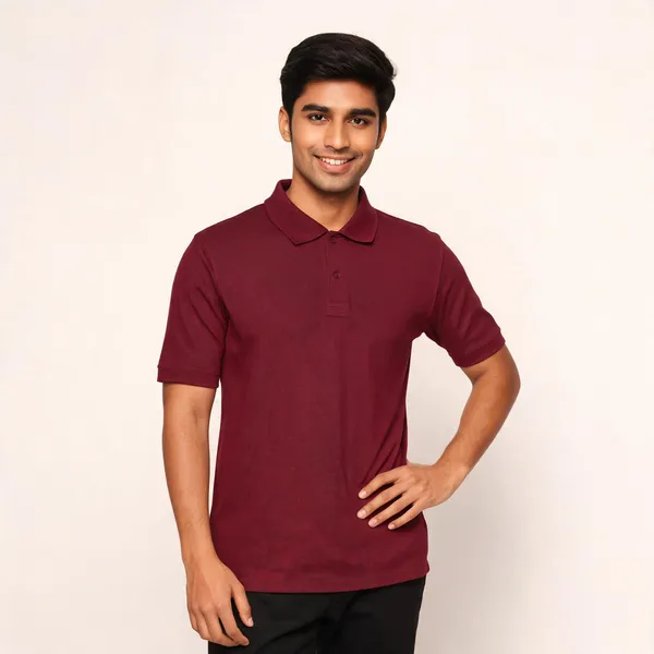 Maroon_Cotton_Polo_Neck_Half_Sleeve_T_Shirt_for_Men
