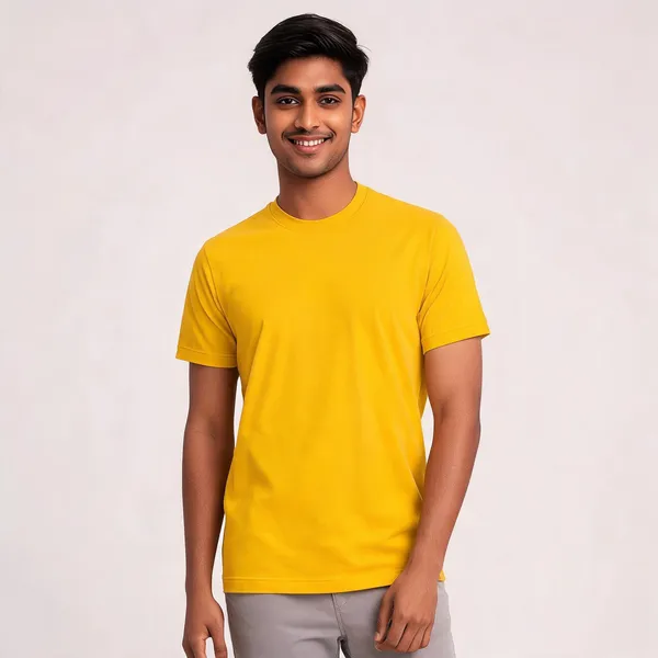 Yellow_Round_Neck_Half_Sleeve_T_Shirt_for_Men