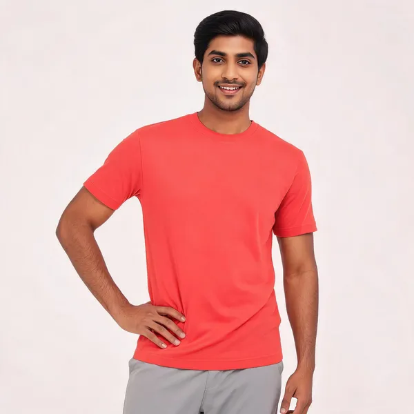 Coral_Round_Neck_Short_Sleeve_T_Shirt_for_Men