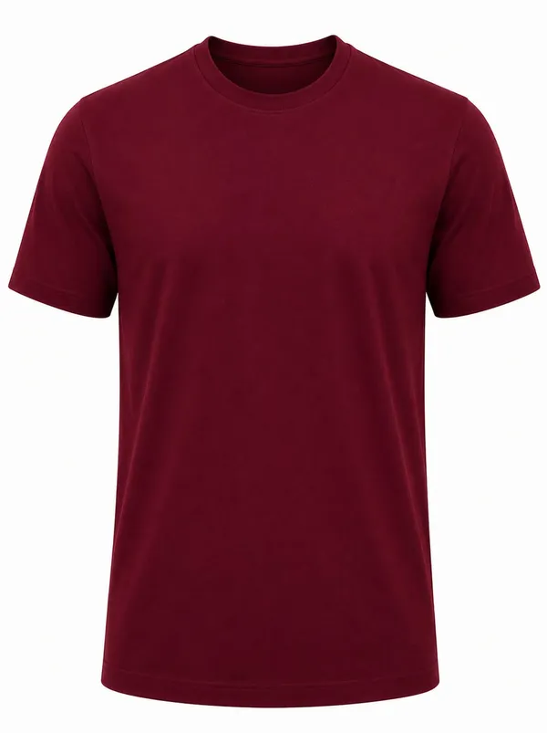 Maroon_Round_Neck_Short_Sleeve_T_Shirt_for_Men