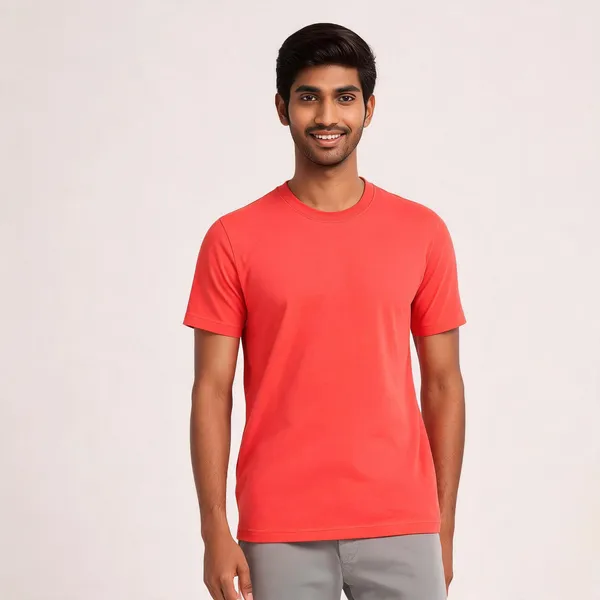 Yellow_And_Coral_Round_Neck_T_Shirt_Duo