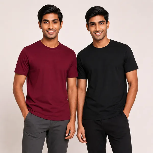 Black_And_Maroon_Round_Neck_T_Shirt_Duo