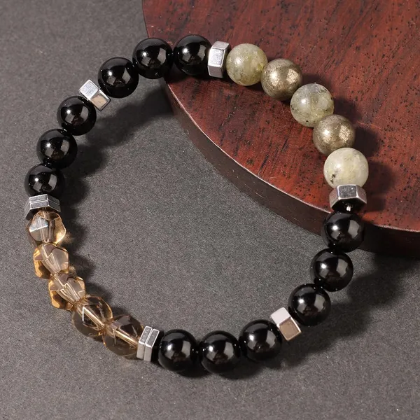 Protection_&_Business_Bracelet_|_Natural_Black_Agate,_Pyrite,_Labradorite,_and_cut-face_Smoky_Quartz_Beads_|_Unisex