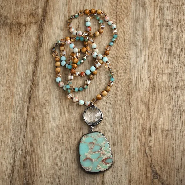 Ritambharaa_Green_&_Blue_Natural_Stone_Beaded_Pendant_Necklace_–_Long_Bohemian_Statement_Necklace_with_Geometric_Pendant_for_Women