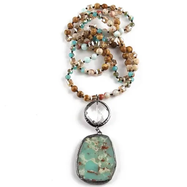 Ritambharaa_Green_&_Blue_Natural_Stone_Beaded_Pendant_Necklace_–_Long_Bohemian_Statement_Necklace_with_Geometric_Pendant_for_Women