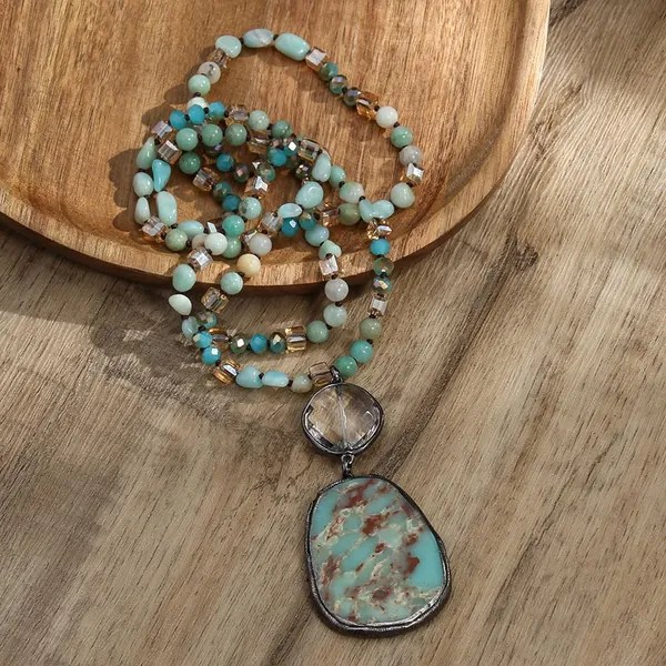 Ritambharaa_Green_&_Blue_Natural_Stone_Beaded_Pendant_Necklace_–_Long_Bohemian_Statement_Necklace_with_Geometric_Pendant_for_Women