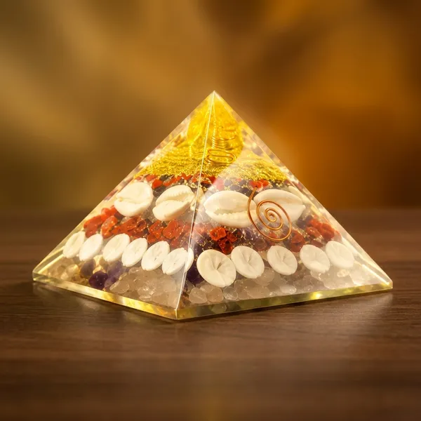Dhan_Laxmi_Shri_Yantra_Orgonite_Pyramid_|_Shree_Yantra,_Ratti,_Gomati_Chakra,_Rudraksha_&_Natural_White_Kaudi_|_Wealth,_Prosperity_&_Positive_Energy