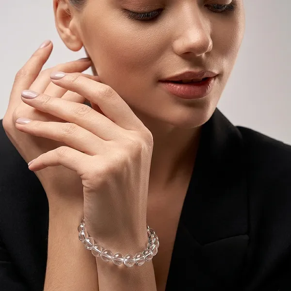 Clear_Quartz_Crystal_Bracelet_For_Unisex_|__Sphatik_|_Clarity,_Focus_&_Energy_Balance_|_AAA_Quality_and_Certified