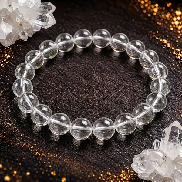 Clear_Quartz_Crystal_Bracelet_For_Unisex_|__Sphatik_|_Clarity,_Focus_&_Energy_Balance_|_AAA_Quality_and_Certified