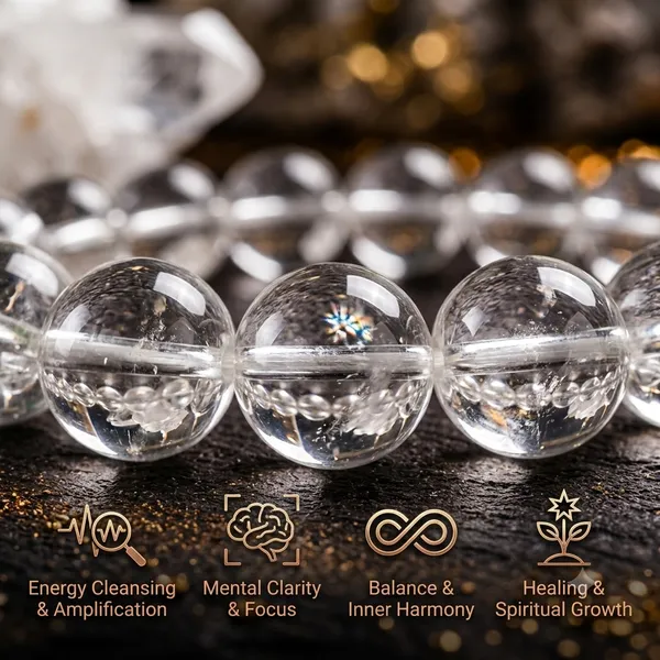 Clear_Quartz_Crystal_Bracelet_For_Unisex_|__Sphatik_|_Clarity,_Focus_&_Energy_Balance_|_AAA_Quality_and_Certified