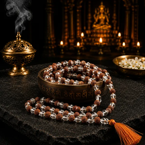 Ritambharaa_Rudraksha_+_Clear_Quartz_Mala_(180+1_Beads)_|_Natural_5_Mukhi_Rudraksha_and_AAA_quality_Crystal_Mala_for_Meditation_&_Spiritual_Practices