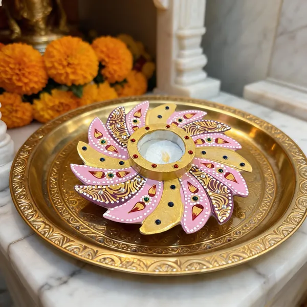 Marble_Festive_Floral_Hand_Painted_Decorative_Diya