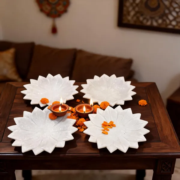 Marble_Decorative_Lotus_Silhouette_Tray_Set