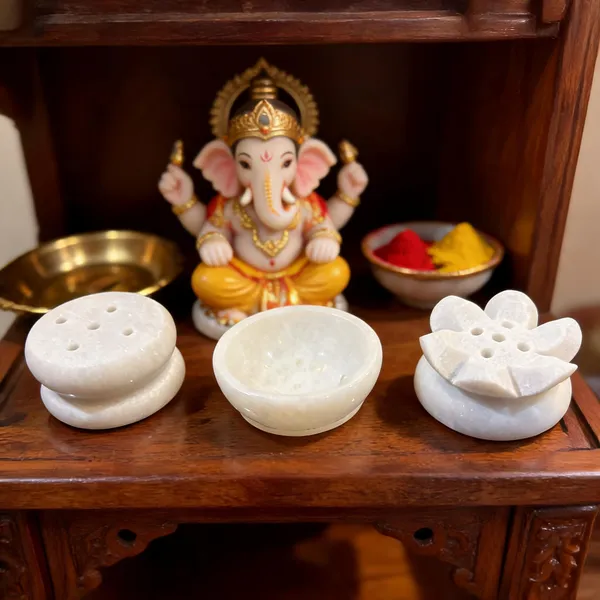 Marble_Pooja_Lotus_Diya_And_Agarbatti_Stand_Set_Of_3
