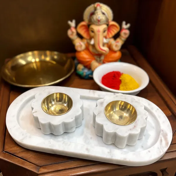 Marble_Pooja_Floral_Brass_Diya_With_Plate_Set_Of_3