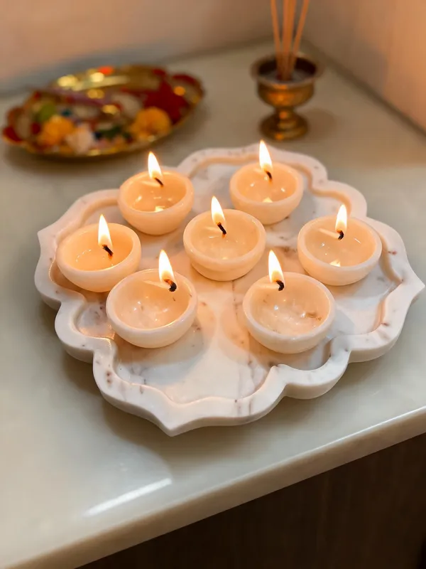 Marble_Pooja_Scalloped_Serving_Platter_With_Diya_Cups