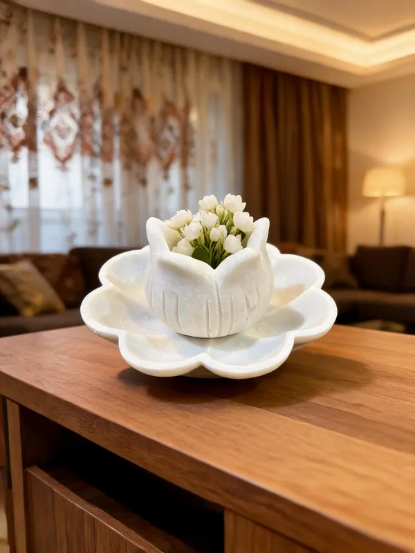 Marble_Pooja_Lotus_Shaped_Decorative_Bowl_With_Kalash